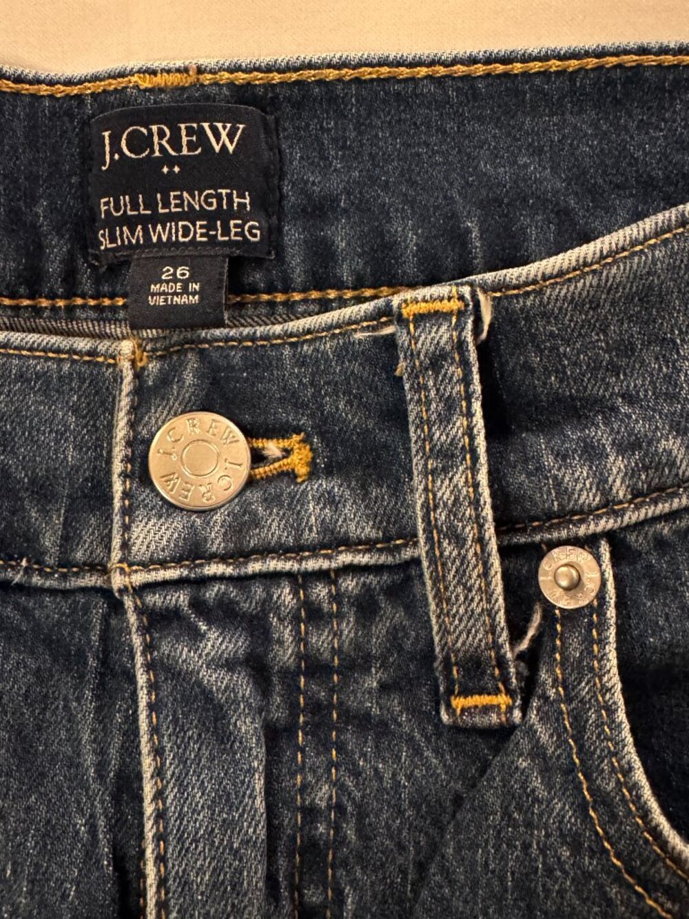 J.Crew Full Length Slim Wide Leg Jeans Dark Wash High Rise 26